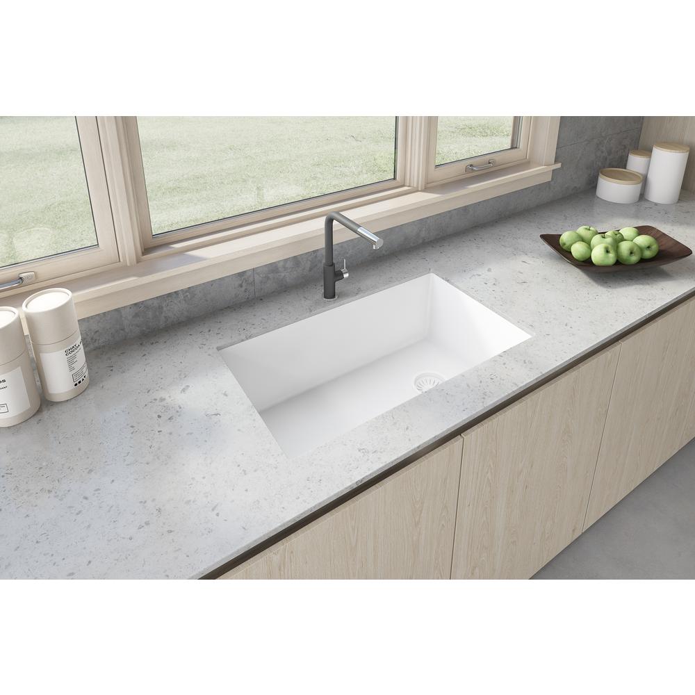 Ruvati 32 x 19 inch epiGranite Undermount Single Bowl Kitchen Sink. Picture 10