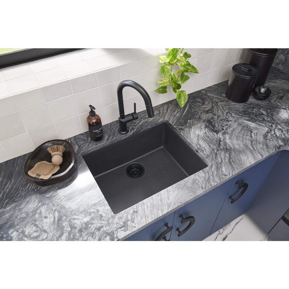 Undermount Workstation Granite Composite Kitchen Sink Matte Black. Picture 12