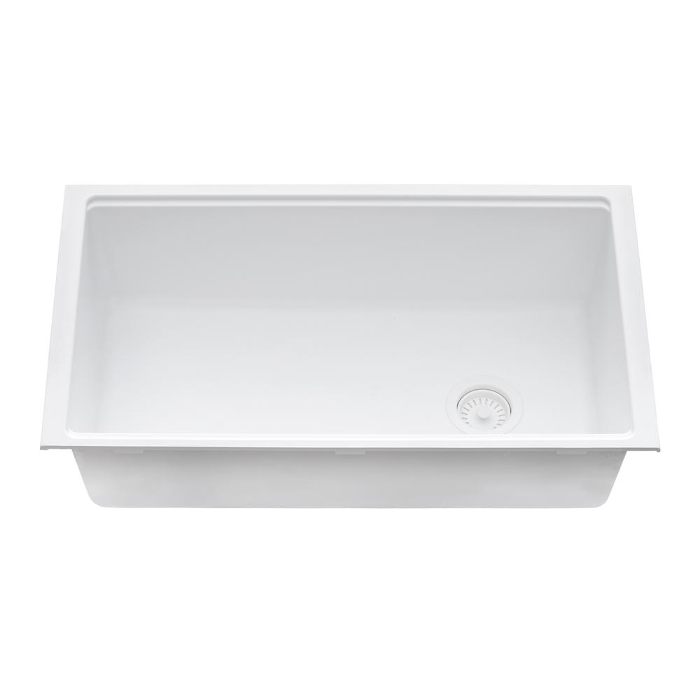 Granite Composite Workstation Undermount Kitchen Sink Single Bowl White. Picture 3