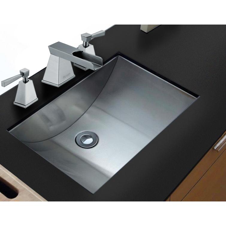 Ruvati 18 x 12 inch Brushed Stainless Steel Rectangular Bathroom Sink Undermount. Picture 5