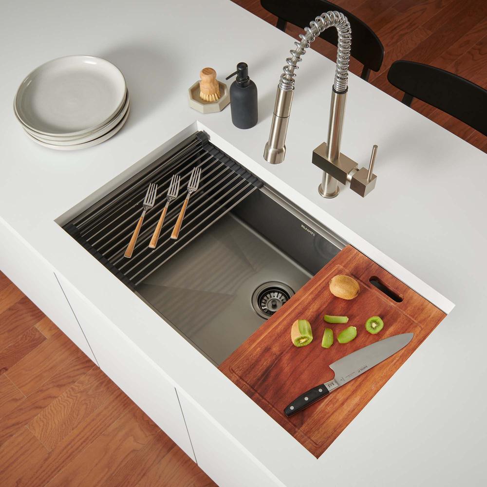Ruvati 27 inch Workstation Undermount Kitchen Sink Single Bowl. Picture 13