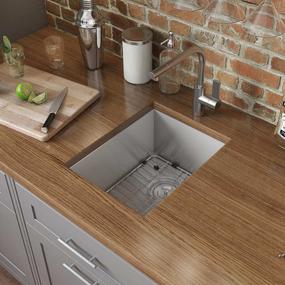 Ruvati 14-inch Undermount 16 Gauge Zero Radius Bar Prep Kitchen Sink Single Bowl. Picture 13