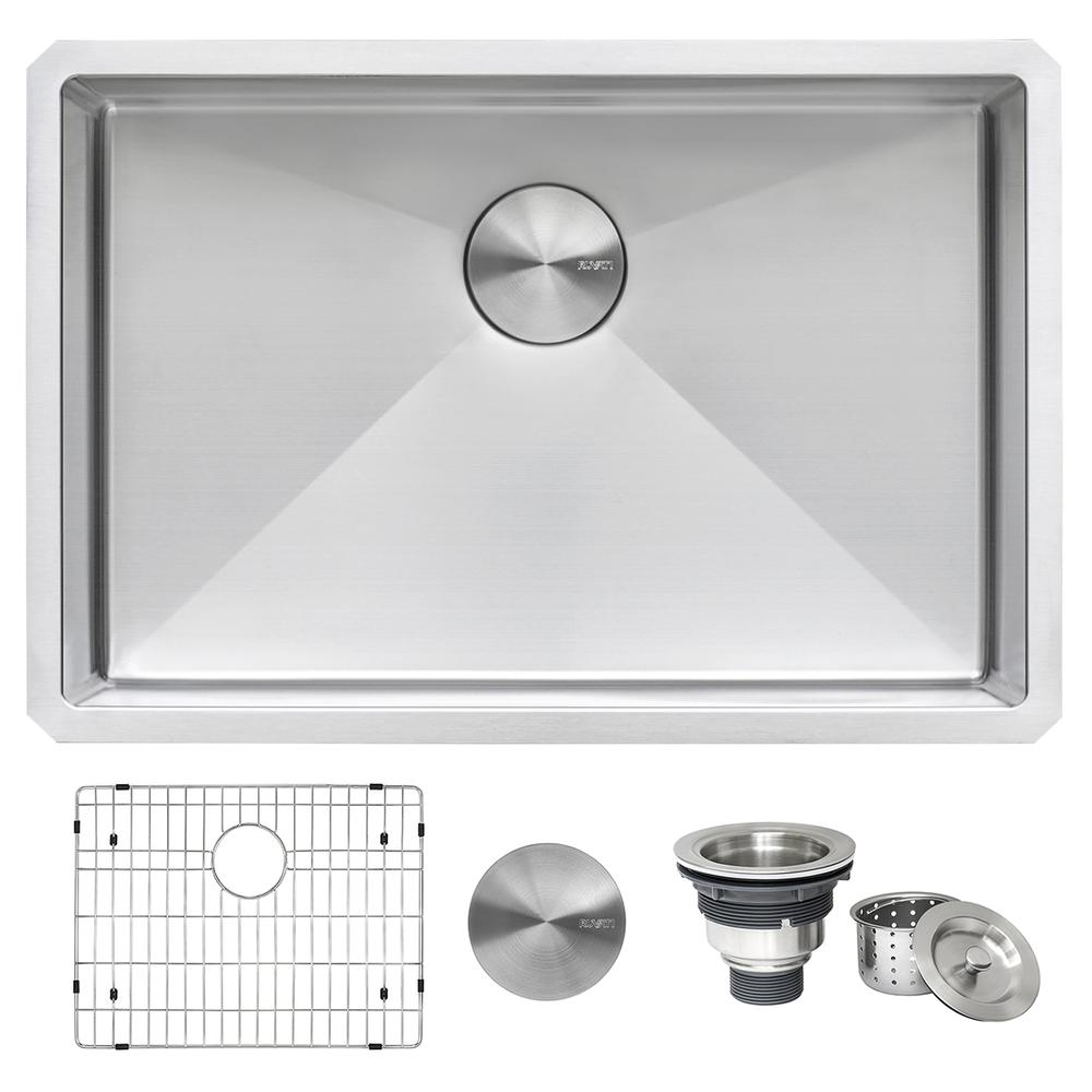 Ruvati 26-inch Undermount Kitchen Sink 16 Gauge Rounded Corners Single Bowl. Picture 3