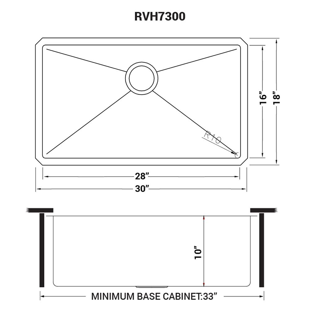 Ruvati 30-inch Undermount 16 Gauge Rounded Corners Kitchen Sink Single Bowl. Picture 12