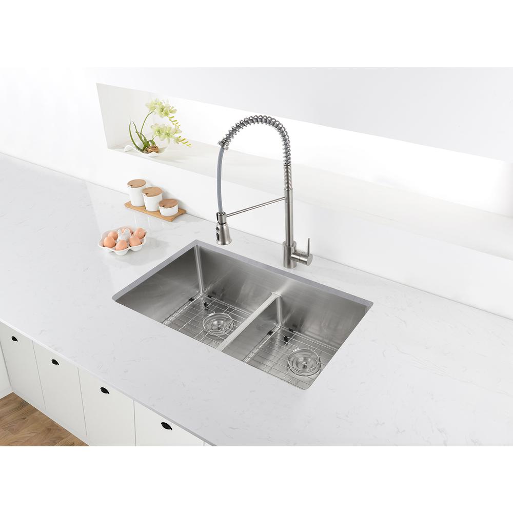 Ruvati 30-inch Low-Divide Undermount Double Bowl 16 Gauge Kitchen Sink. Picture 8