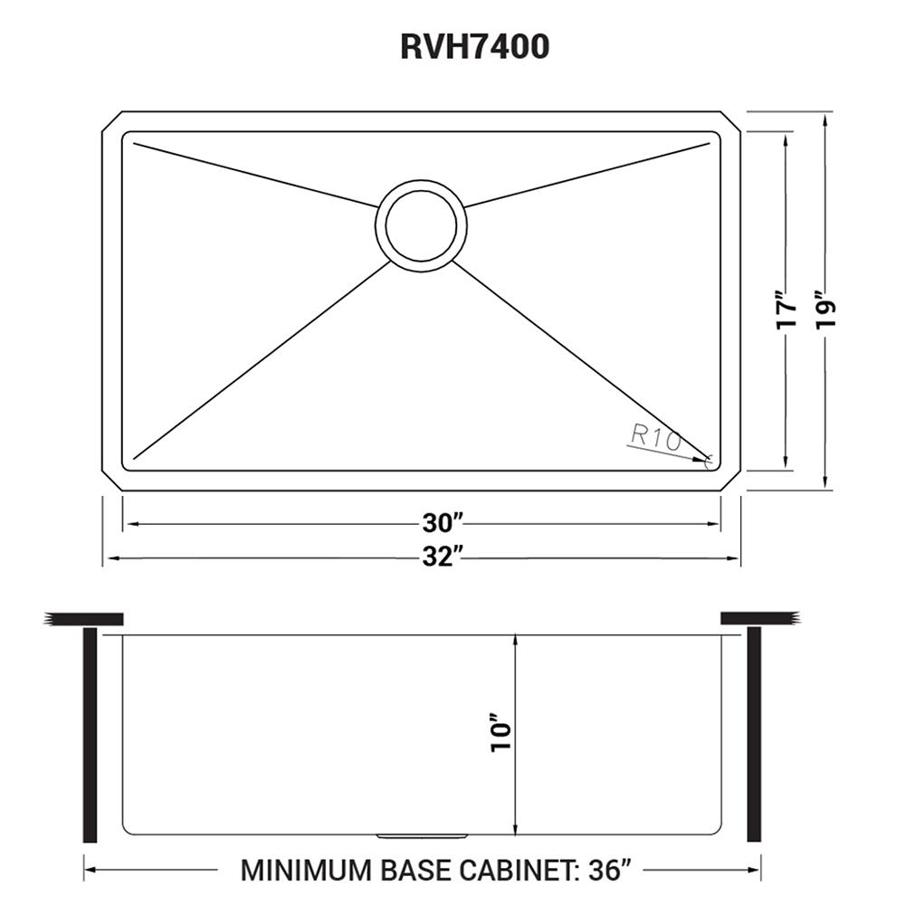 Ruvati 32-inch Undermount 16 Gauge Rounded Corners Kitchen Sink Single Bowl. Picture 11