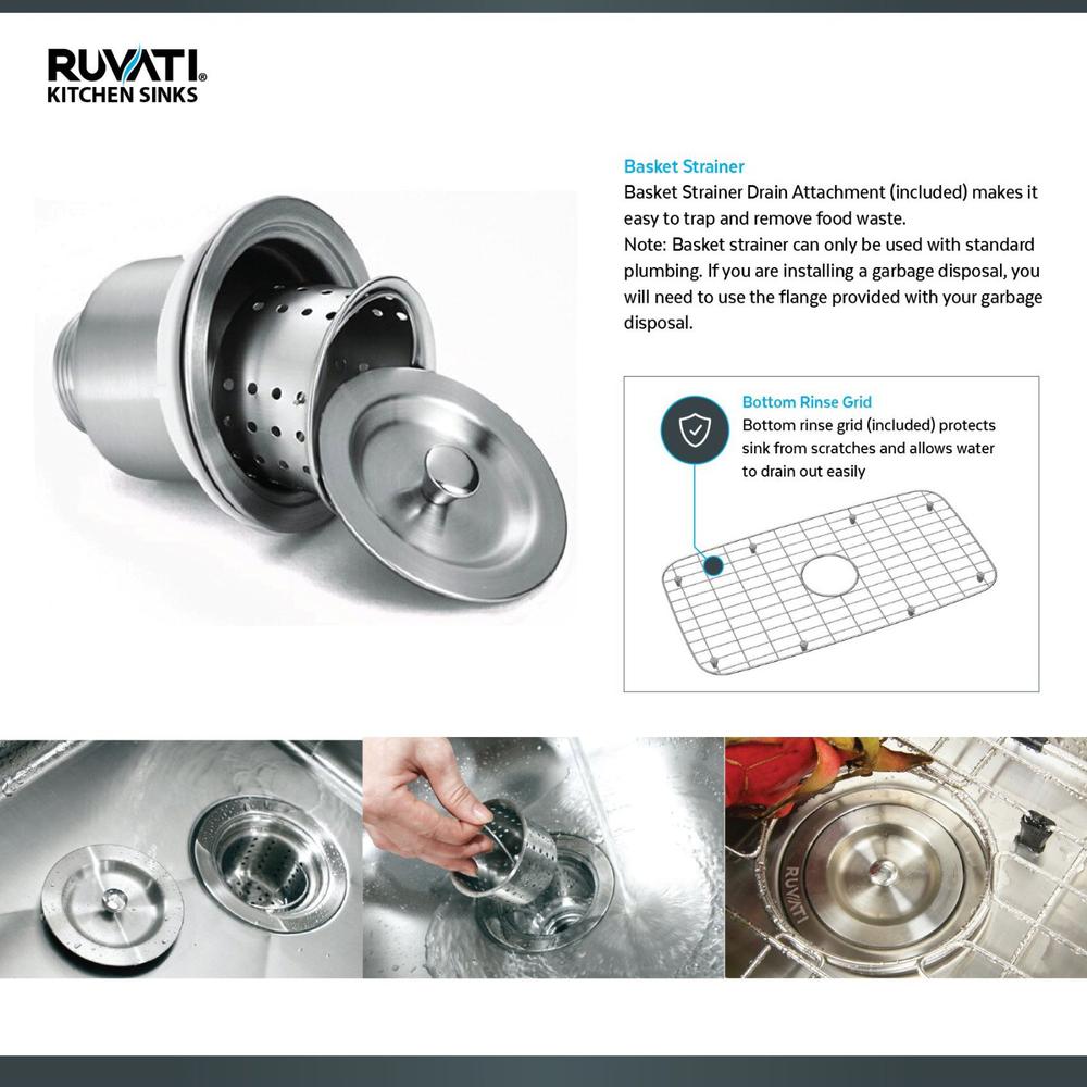 Ruvati 32-in Undermount 50/50 Double Bowl Rounded Corners 16 Gauge Kitchen Sink. Picture 13