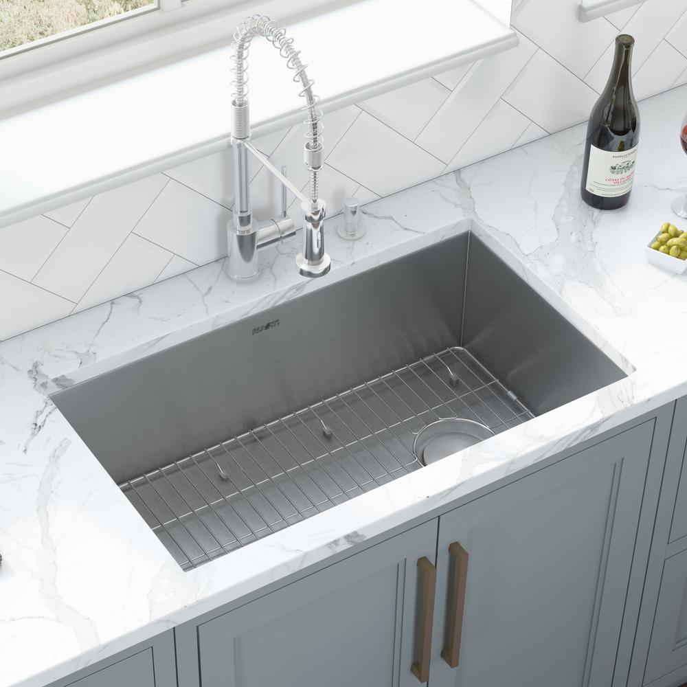 Ruvati 27-inch Slope Bottom Offset Drain Undermount Kitchen Sink Single Bowl. Picture 11