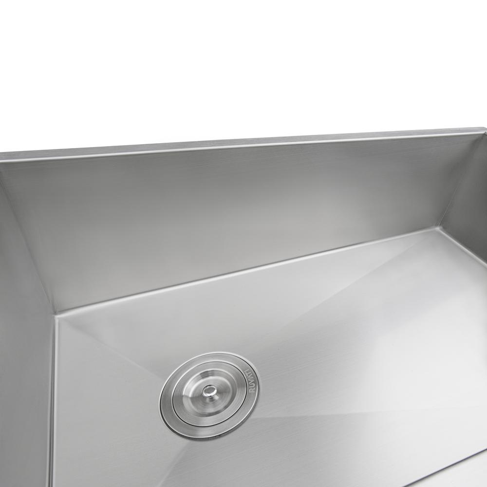 Ruvati 27-inch Slope Bottom Offset Drain Undermount Kitchen Sink Single Bowl. Picture 8