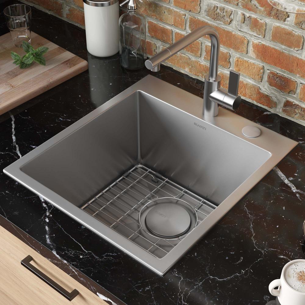 Ruvati 18 x 20 inch Drop-in Topmount Rounded 16 Gauge Kitchen Sink Single Bowl. Picture 7