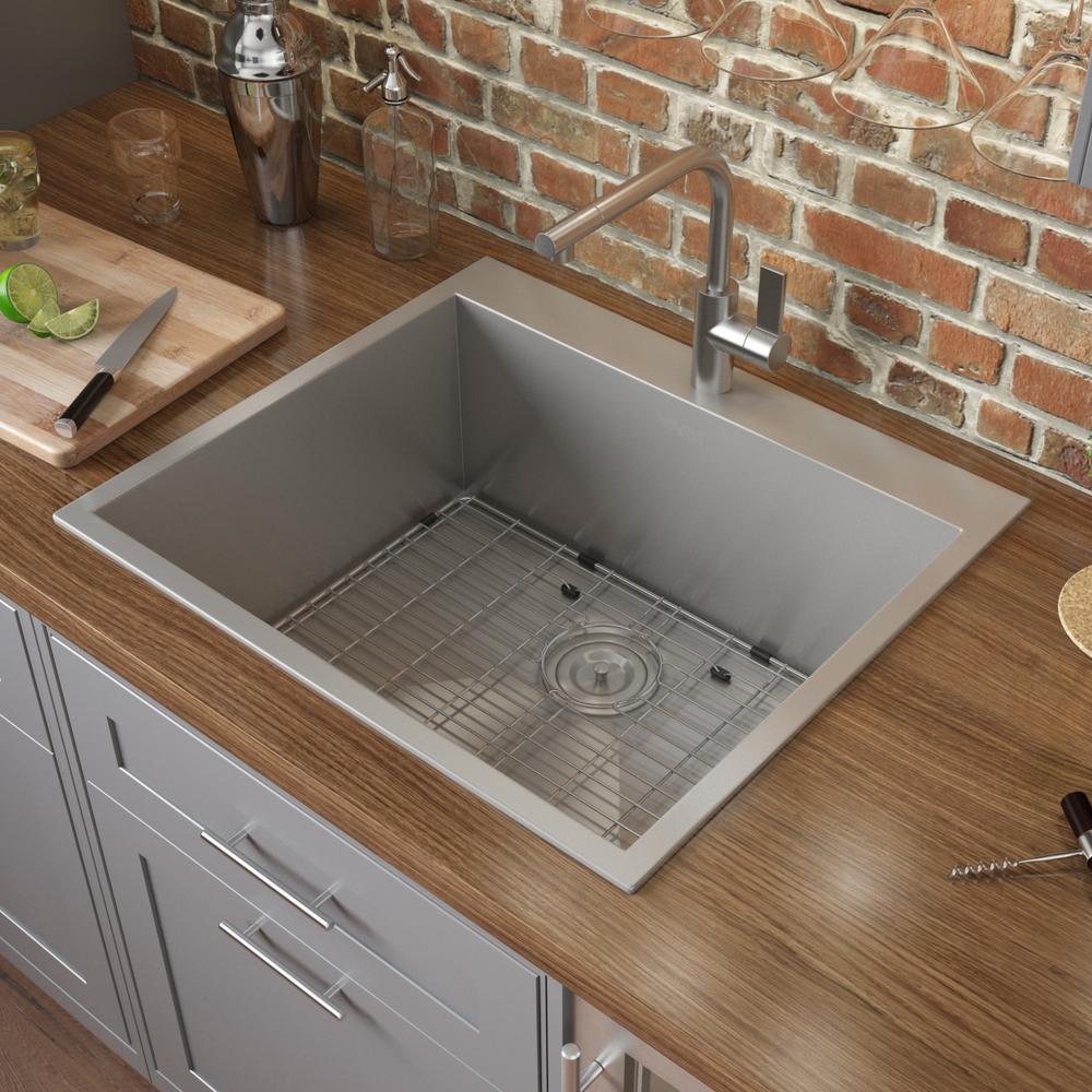 Ruvati 25" Drop-in Topmount 16 Gauge Stainless Steel Single Bowl Kitchen Sink. Picture 13