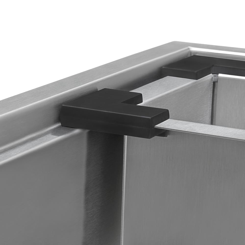Ruvati 33 x 22 inch Workstation Drop-in 60/40 Double Bowl Topmount Tight Radius 16 Gauge Stainless Steel Ledge Kitchen Sink - RVH8035. Picture 14