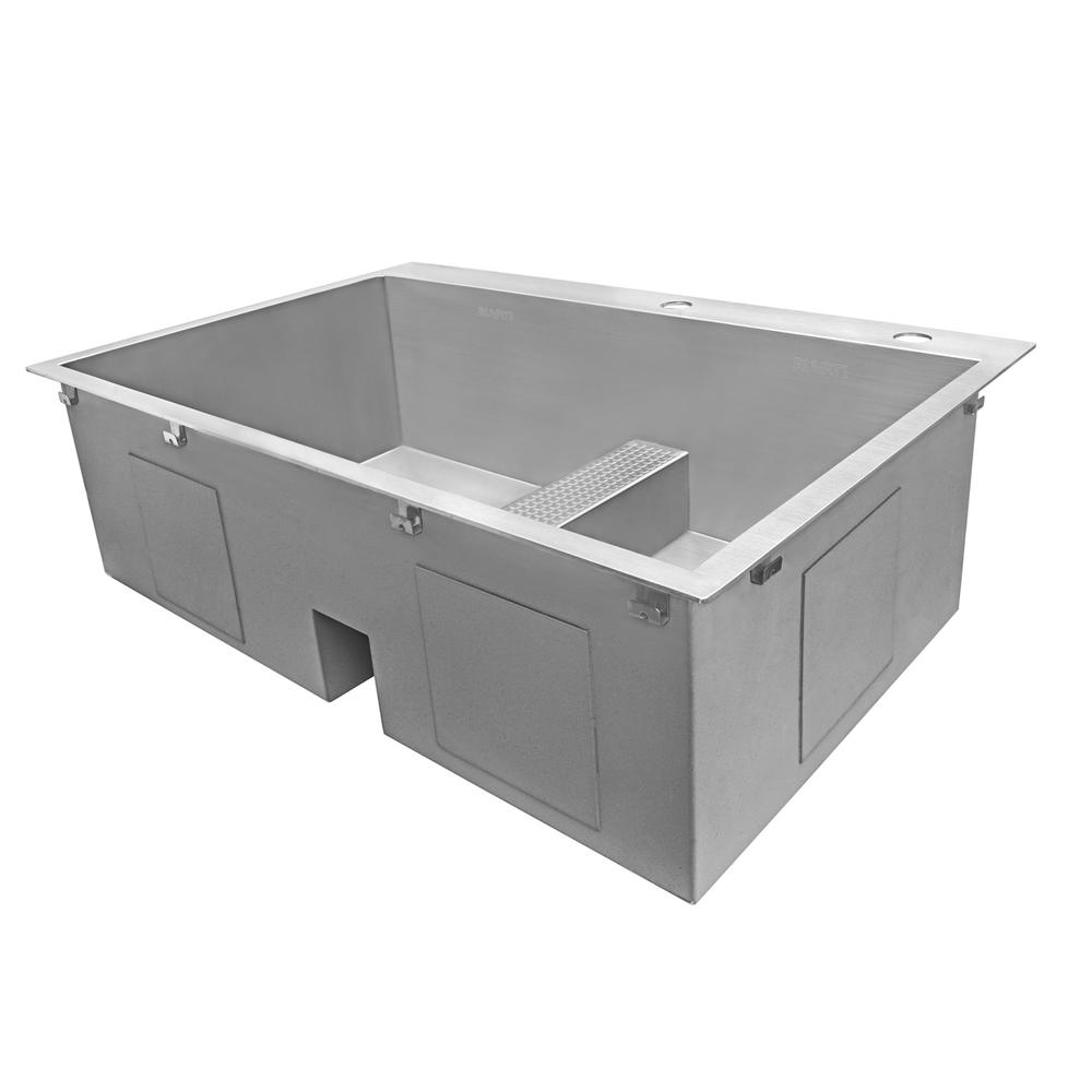 Ruvati 33-inch Drop-in Low Platform-Divide 16 Gauge Topmount Kitchen Sink. Picture 9