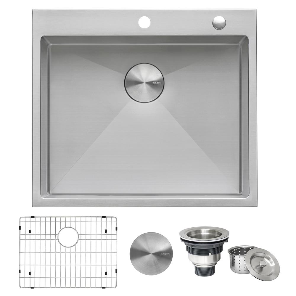 Ruvati 21 inch Drop-in Topmount Rounded 16 Gauge Kitchen Sink Single Bowl. Picture 4