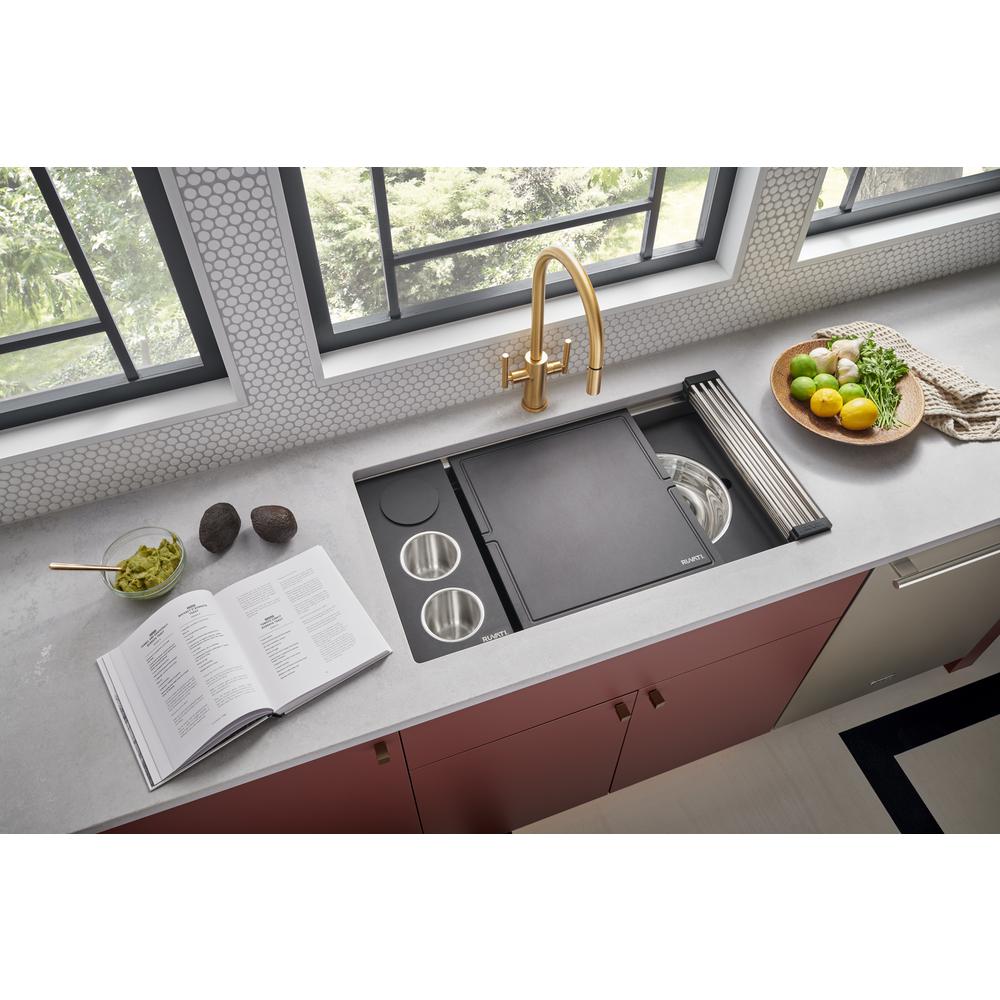 Ruvati 33-inch Workstation Two-Tiered Ledge Kitchen Sink Undermount 16 Gauge. Picture 4