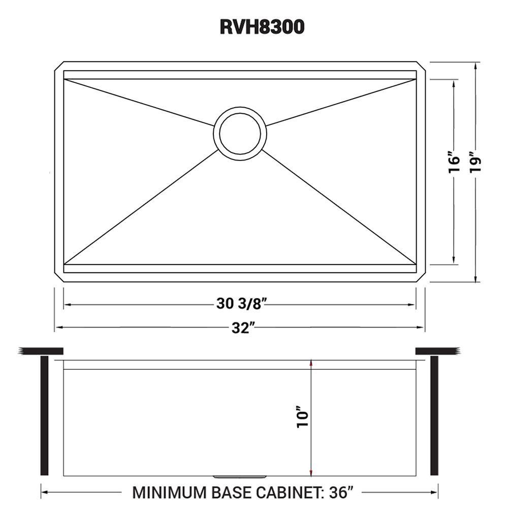 Ruvati 32-inch Workstation Ledge Undermount 16 Gauge Stainless Steel Kitchen Sink Single Bowl - RVH8300. Picture 15