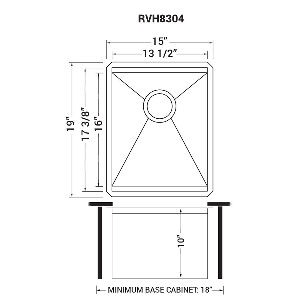 Ruvati 15" Workstation Bar Prep Sink Ledge Undermount 16 Gauge Stainless Steel Single Bowl - RVH8304. Picture 8