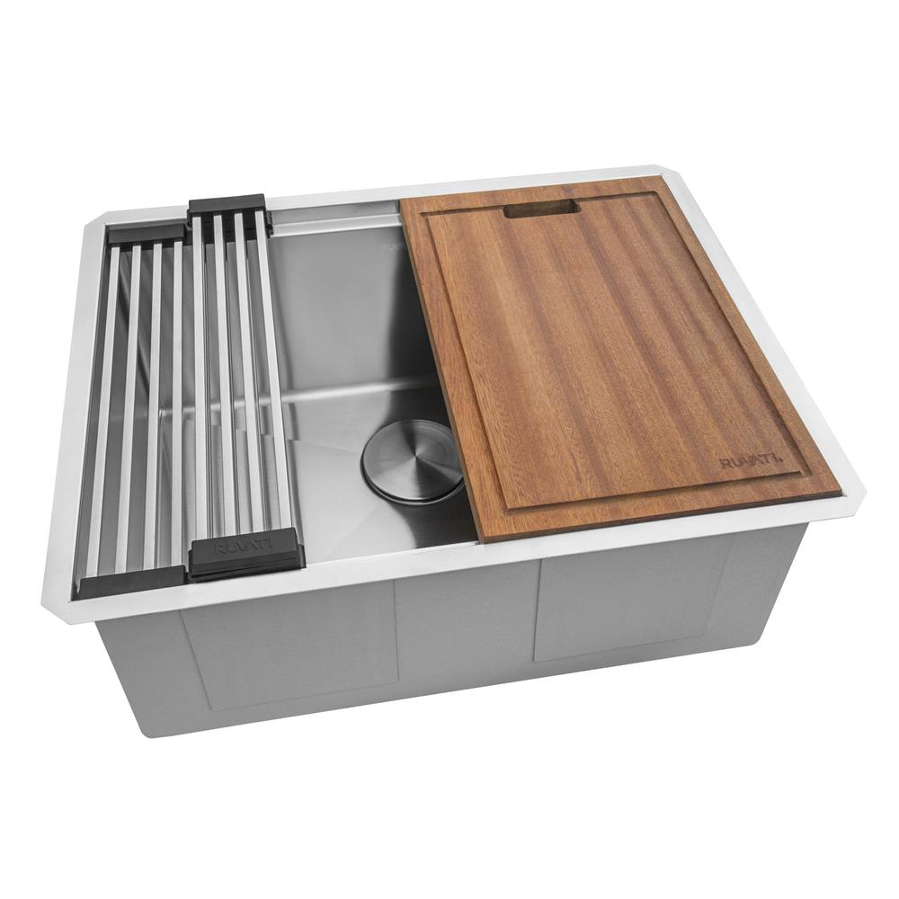 Ruvati 24-inch Workstation Undermount Ledge Kitchen Sink with Accessories. Picture 2