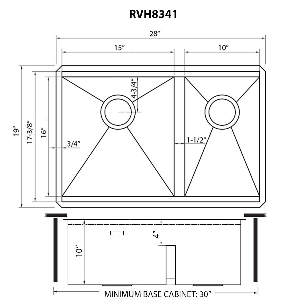 Ruvati 28-inch Workstation Sink 60/40 Double Bowl Undermount Low Divide 16 Gauge. Picture 4