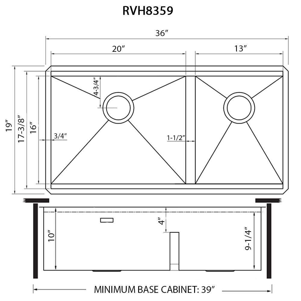 Ruvati 36-inch Workstation 60/40 Double Bowl Undermount 16 Gauge Kitchen Sink. Picture 2