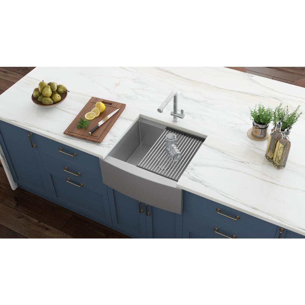 Ruvati 24-inch Apron-front Workstation Kitchen Sink 16 Gauge Single Bowl. Picture 13