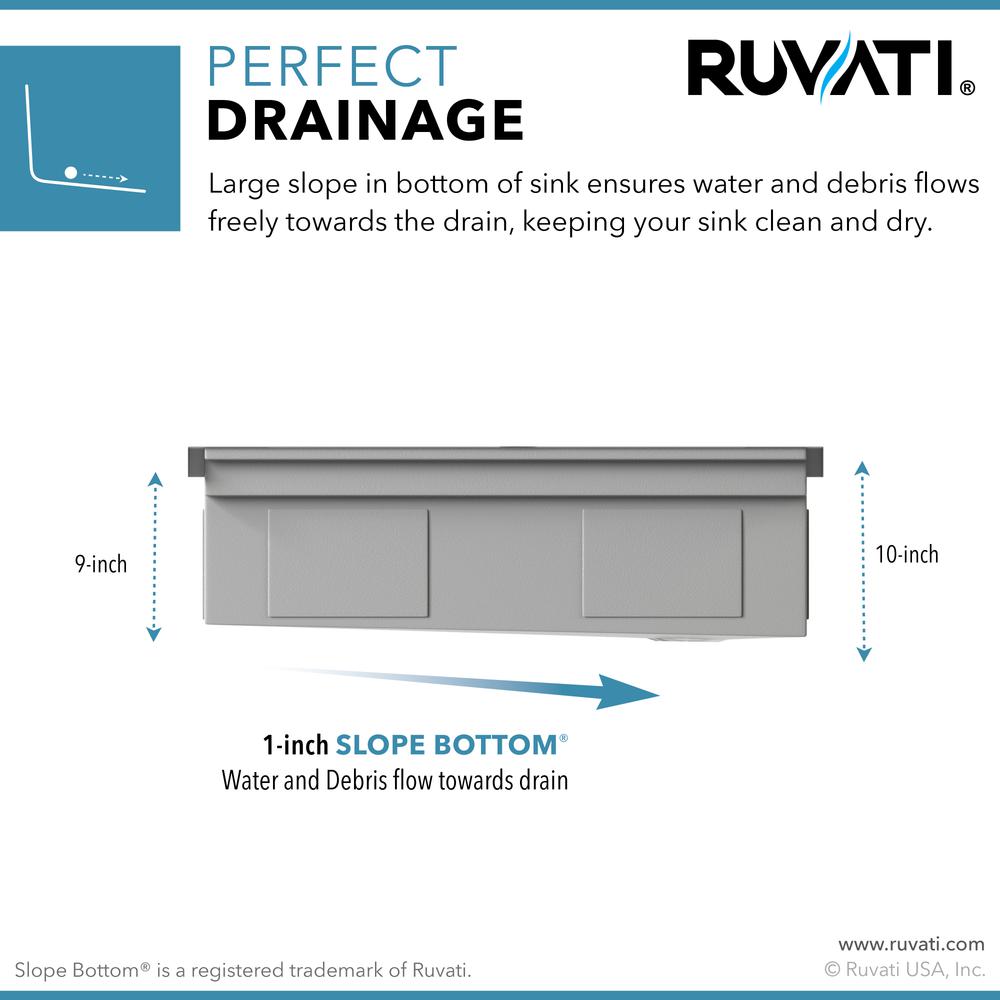 Ruvati 33-inch Workstation Two-Tiered Ledge Kitchen Sink Apron-Front 16 Gauge. Picture 12