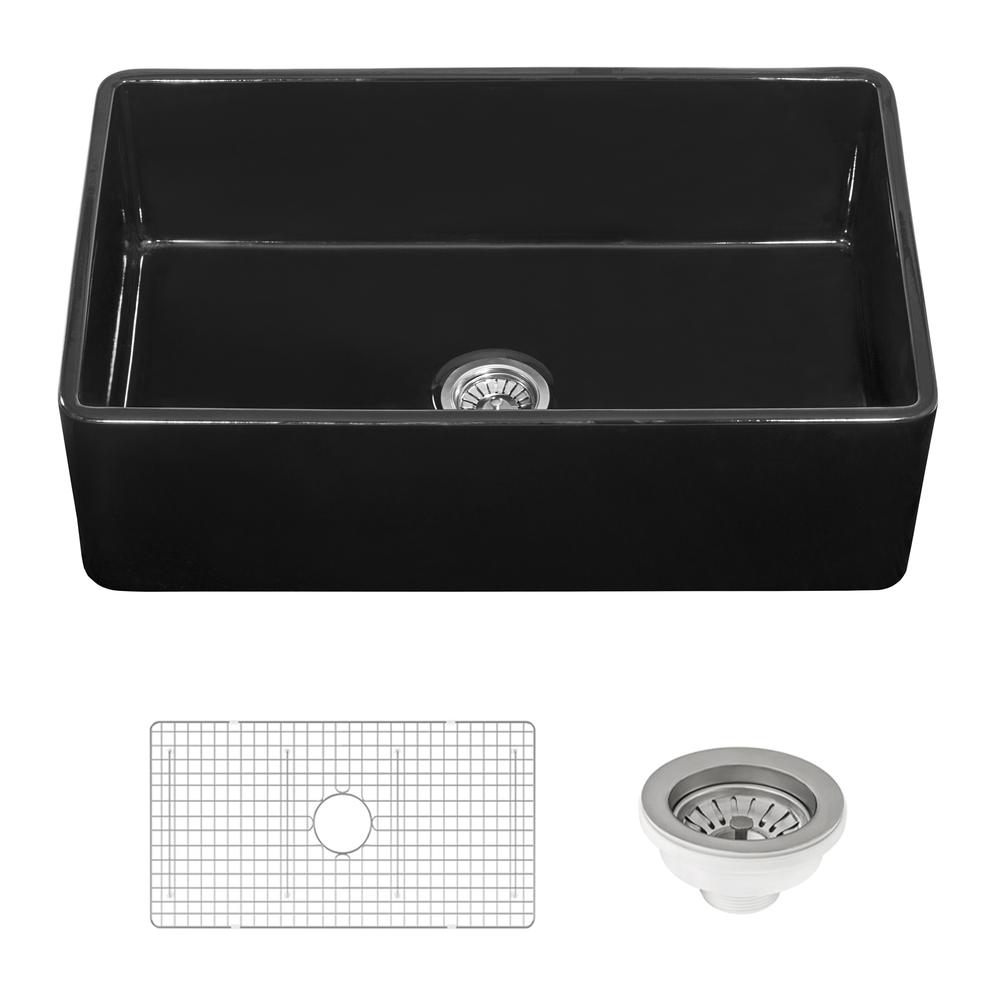 Ruvati 30 x 20 inch Fireclay Reversible Apron-Front Kitchen Sink Single Bowl. Picture 6