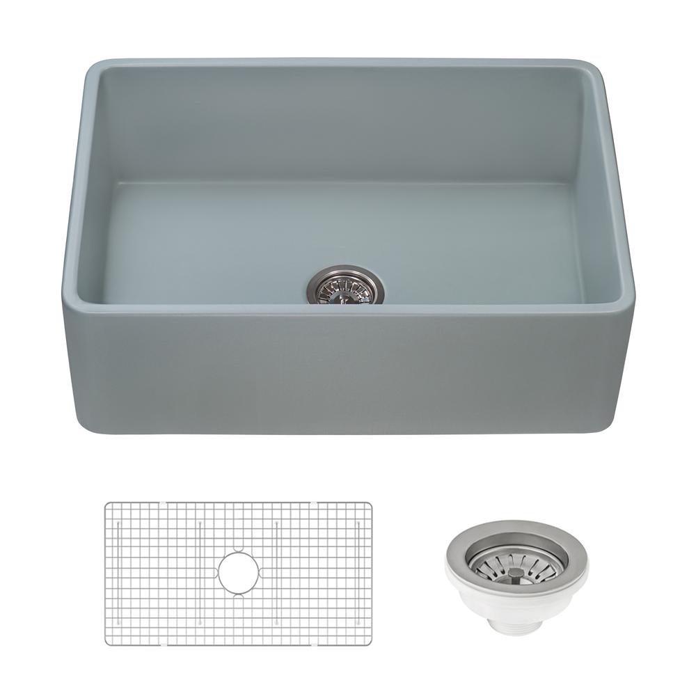 Ruvati 30 x 20 inch Fireclay Reversible Apron-Front Kitchen Sink Single Bowl. Picture 3