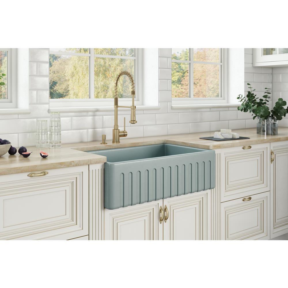 Ruvati 30 x 20 inch Fireclay Reversible Apron-Front Kitchen Sink Single Bowl. Picture 12