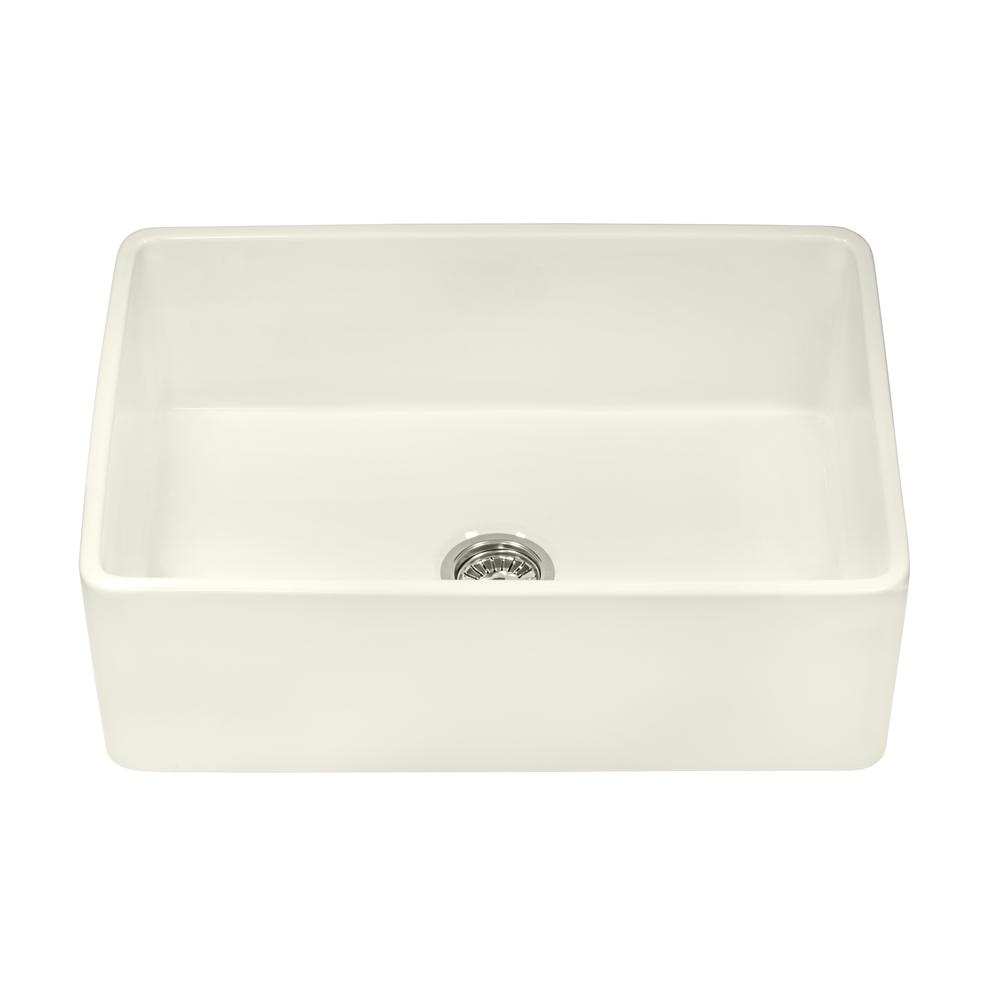 Ruvati 33 x 20 inch Fireclay Reversible Apron-Front Kitchen Sink Single Bowl. Picture 1