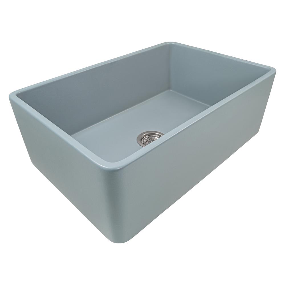 Ruvati 33 x 20 inch Fireclay Reversible Apron-Front Kitchen Sink Single Bowl. Picture 2