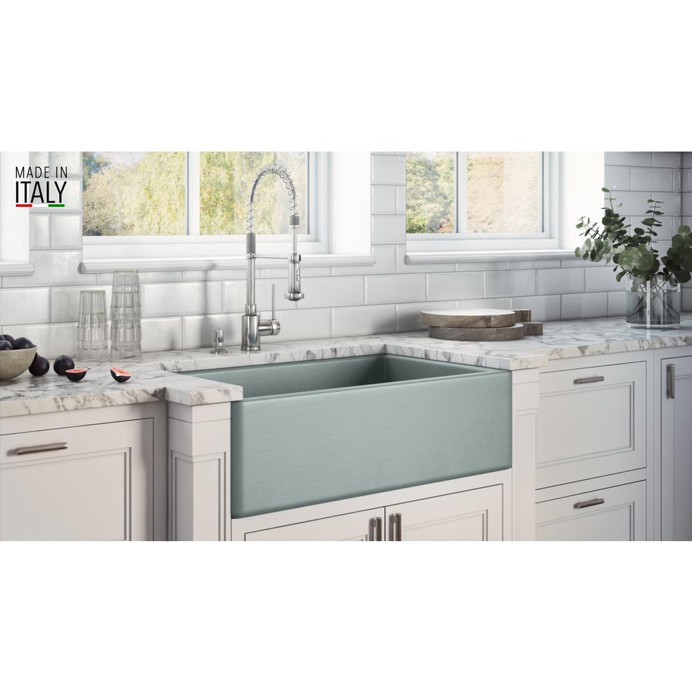 Ruvati 33 x 20 inch Fireclay Reversible Apron-Front Kitchen Sink Single Bowl. Picture 9