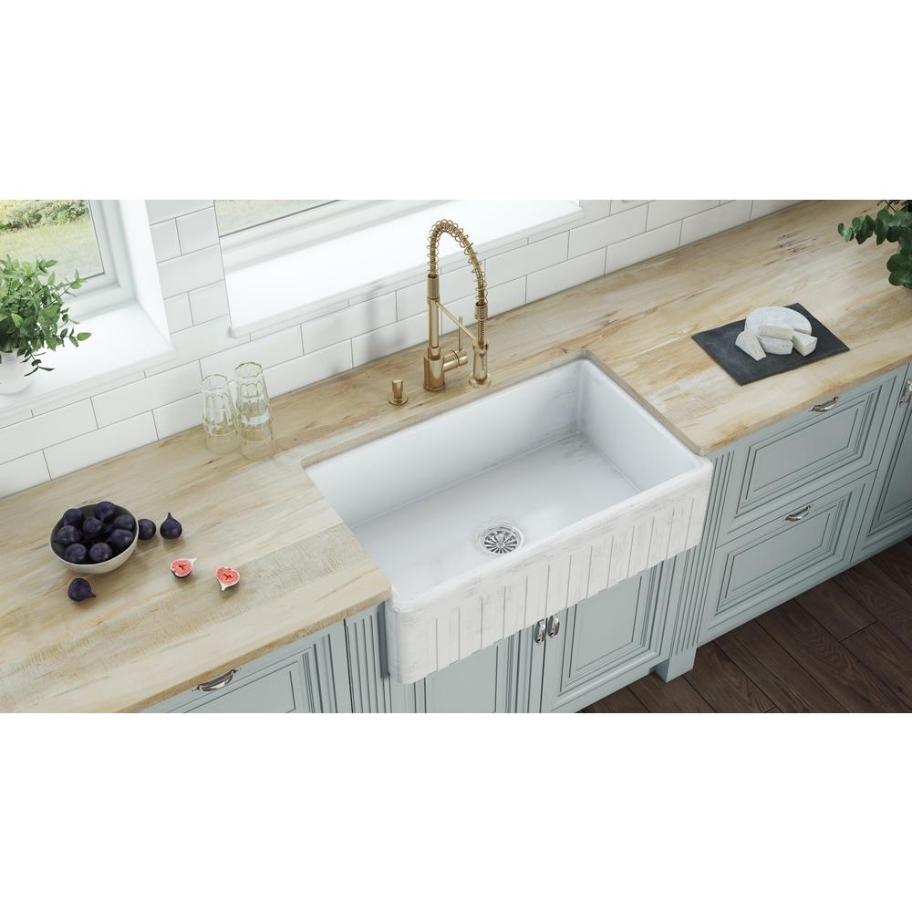 Ruvati 33 x 20 inch Fireclay Reversible Apron-Front Kitchen Sink. Picture 7