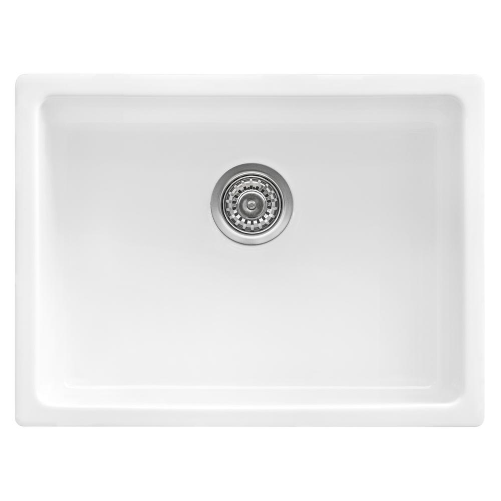 Ruvati 24-inch Fireclay Undermount / Drop-in Topmount Kitchen Sink Single Bowl. Picture 1