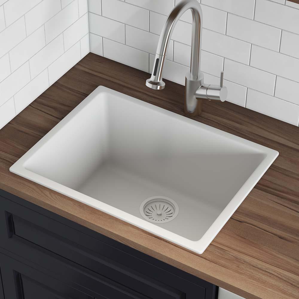Ruvati 24-inch Fireclay Undermount / Drop-in Topmount Kitchen Sink Single Bowl. Picture 6