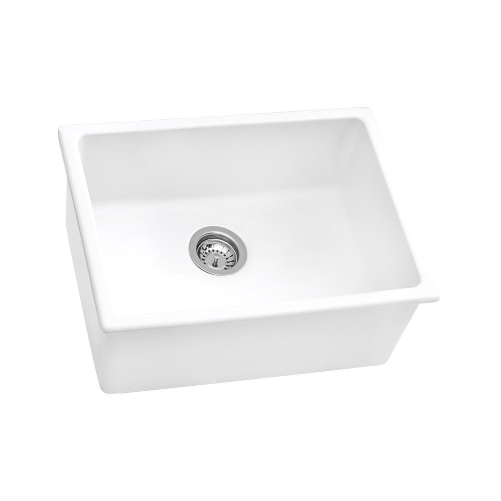 Ruvati 24-inch Fireclay Undermount / Drop-in Topmount Kitchen Sink Single Bowl. Picture 2