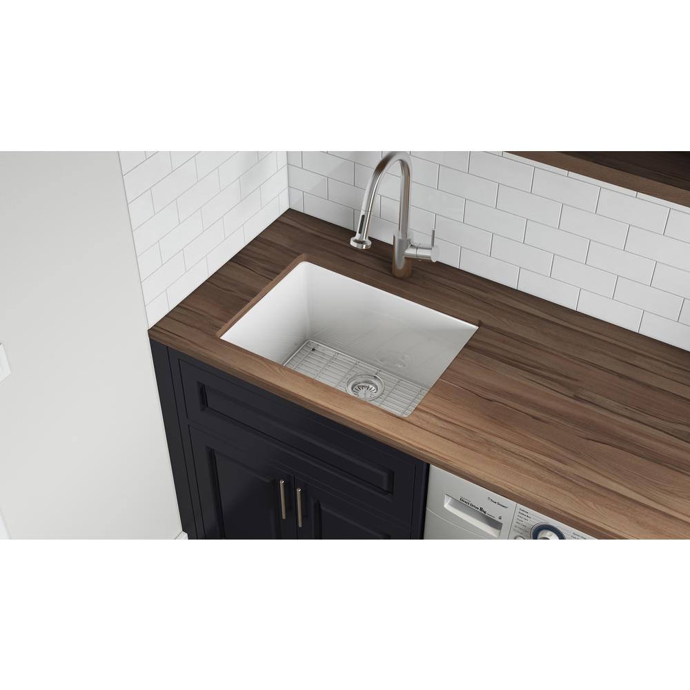 Ruvati 24-inch Fireclay Undermount / Drop-in Topmount Kitchen Sink Single Bowl. Picture 7