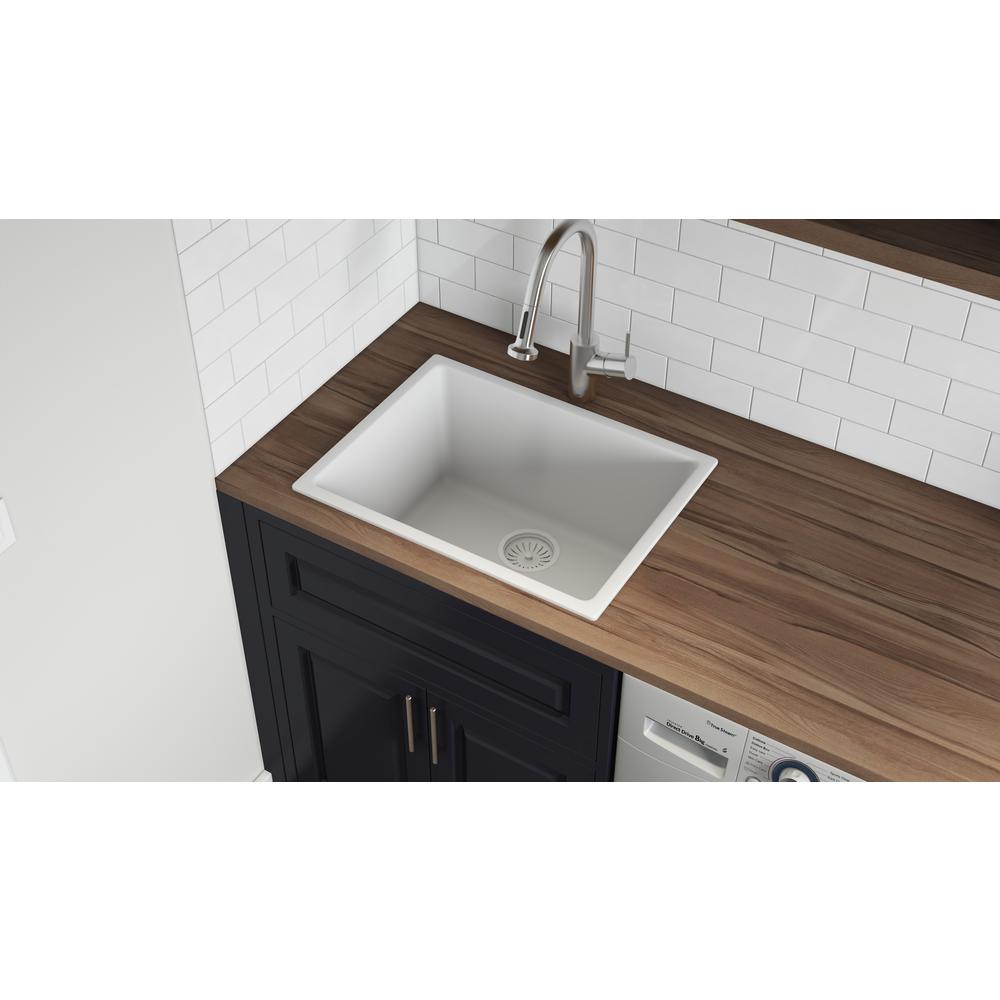 Ruvati 24-inch Fireclay Undermount / Drop-in Topmount Kitchen Sink Single Bowl. Picture 8