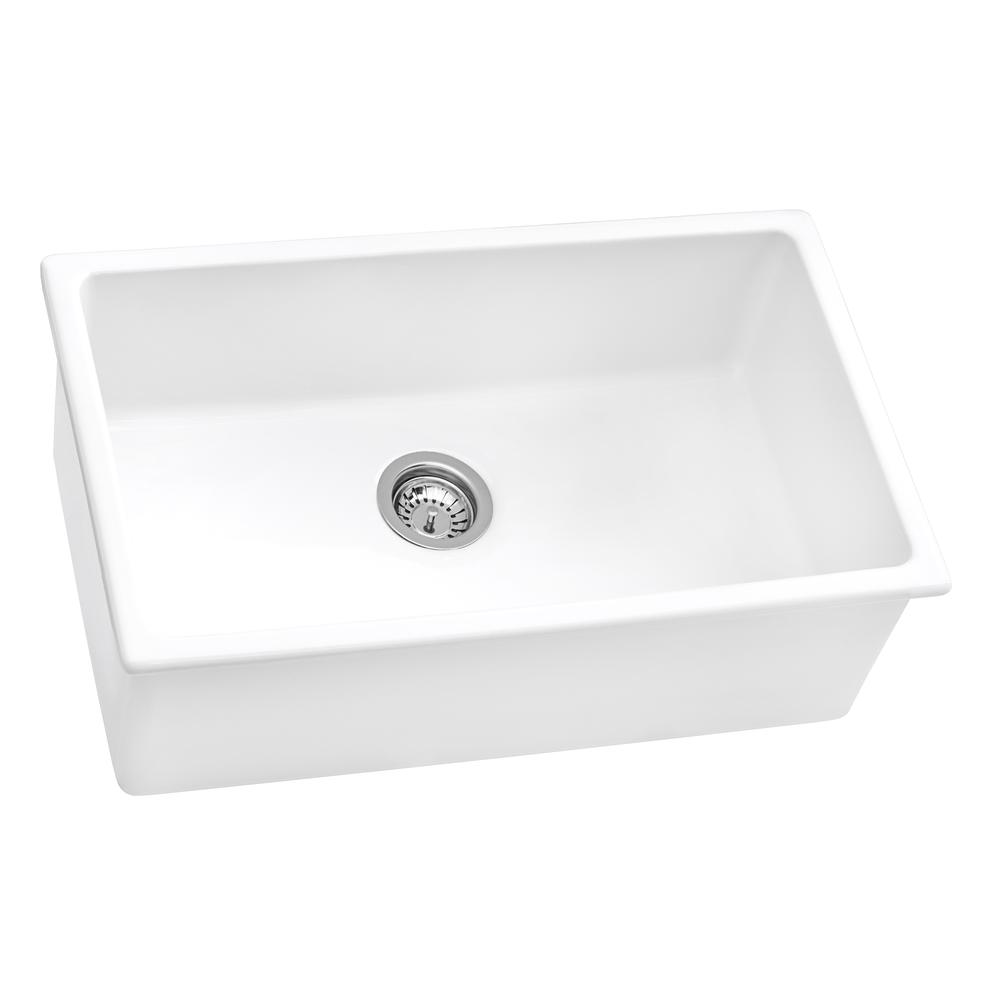Ruvati 27-inch Fireclay Undermount / Drop-in Topmount Kitchen Sink Single Bowl. Picture 2