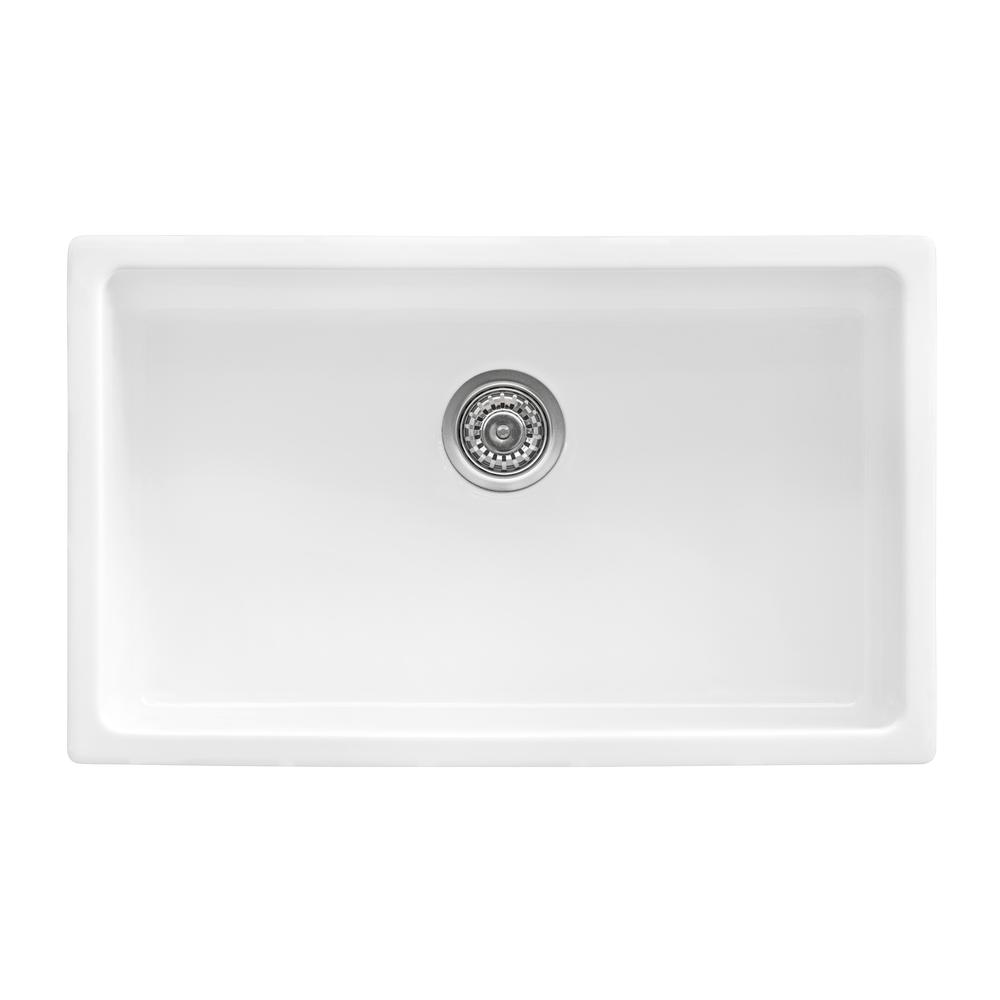 Ruvati 27-inch Fireclay Undermount / Drop-in Topmount Kitchen Sink Single Bowl. Picture 3