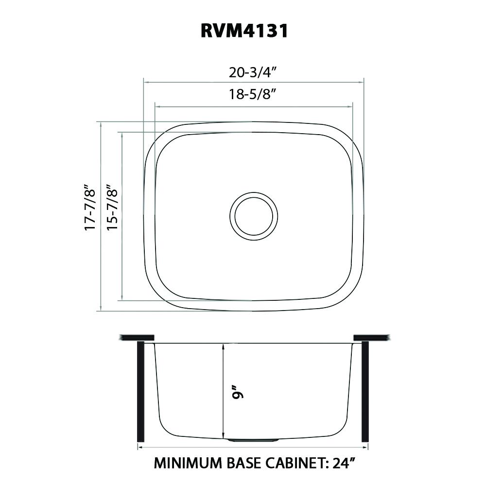 Ruvati 21-inch Undermount 16 Gauge Stainless Steel Kitchen Sink Single Bowl. Picture 13