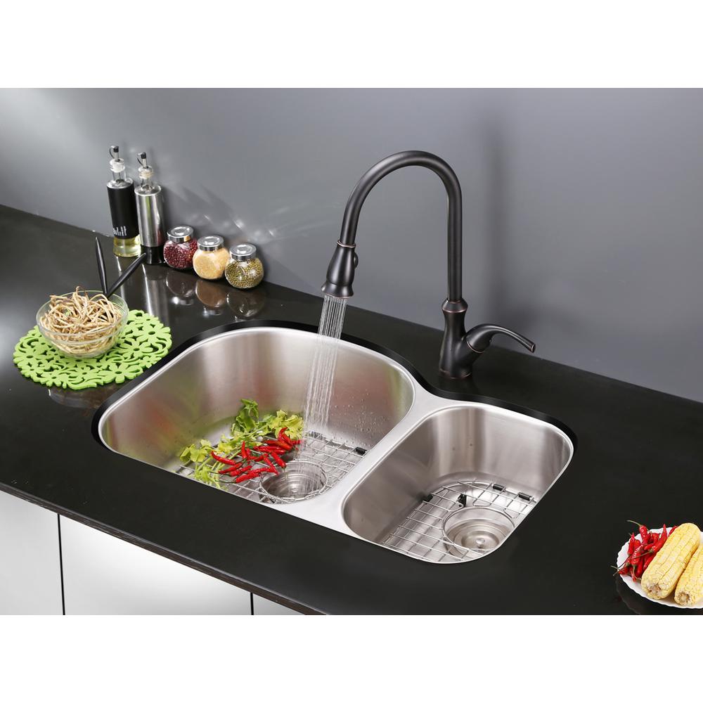 Ruvati 32-inch Undermount 60/40 Double Bowl 16 Gauge Kitchen Sink. Picture 8