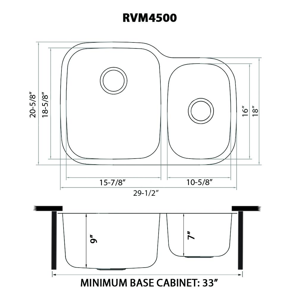 Ruvati 29-inch Undermount 60/40 Double Bowl 16 Gauge Stainless Steel Kitchen Sink - RVM4500. Picture 12