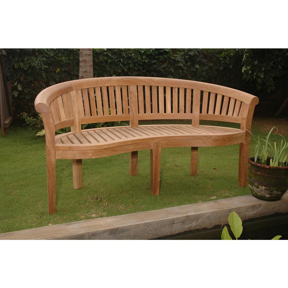 Curve 3 Seater Bench Extra Thick Wood. Picture 2