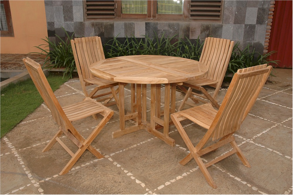 Round Butterfly Folding Dining 5 Piece Set. Picture 1