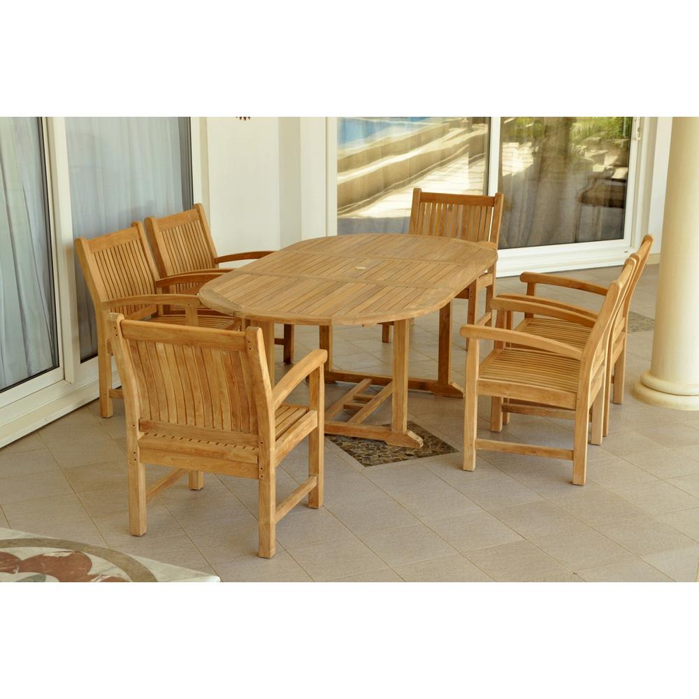87" Oval Extension Dining 7 Piece Set. Picture 1