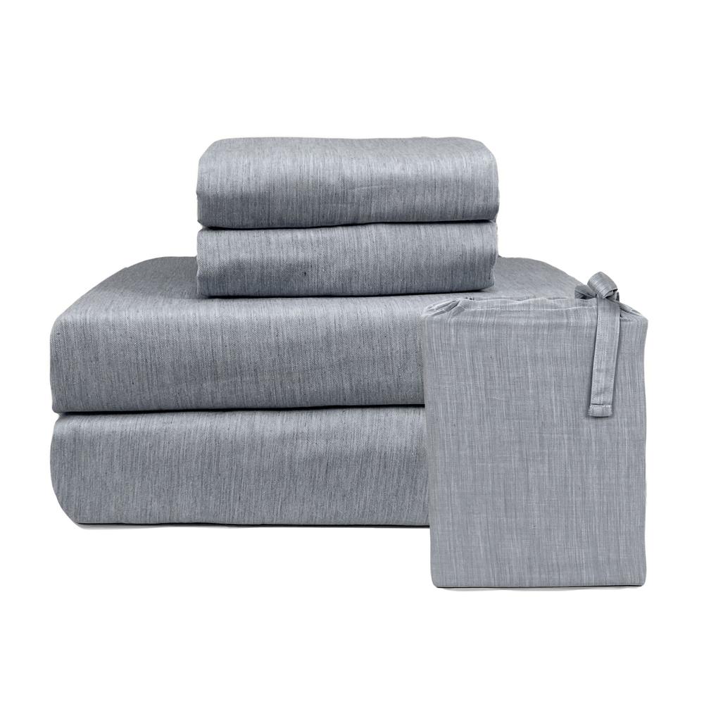 BedVoyage Melange viscose from Bamboo Cotton Bed Sheets, Twin - Silver. Picture 1
