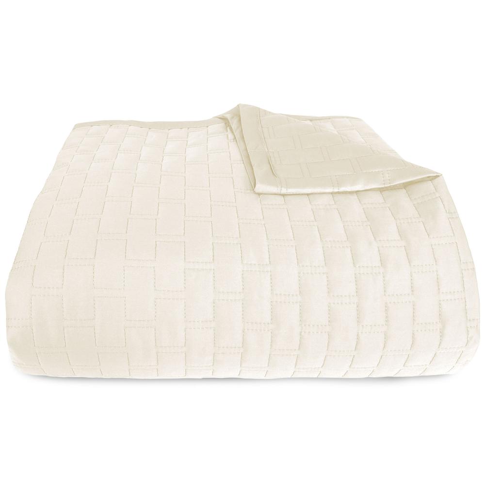 BedVoyage Luxury 100% viscose from Bamboo Quilted Coverlet, Queen - Ivory. Picture 1