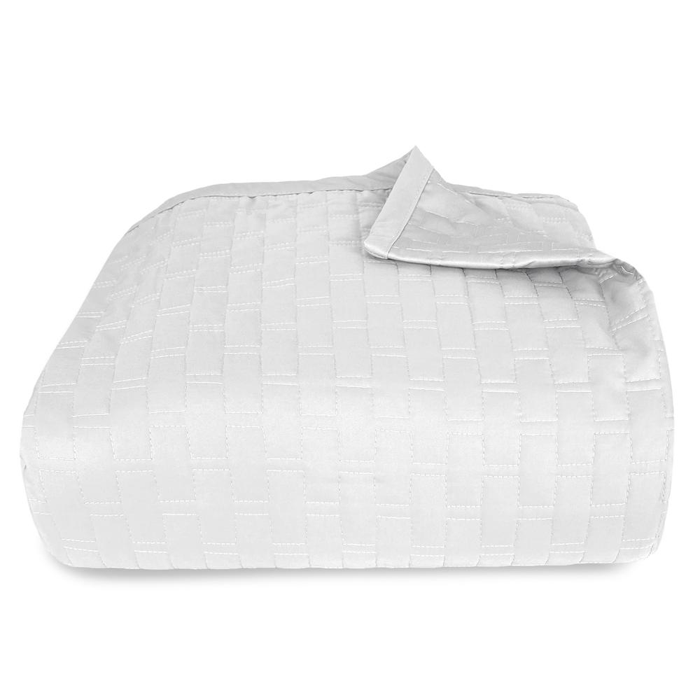 BedVoyage Luxury 100% viscose from Bamboo Quilted Coverlet, Queen - White. Picture 1