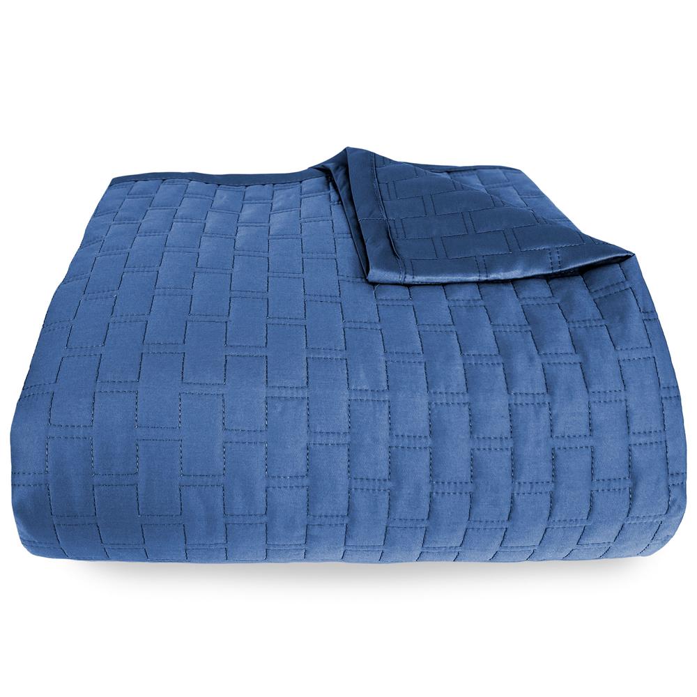 BedVoyage Luxury 100% viscose from Bamboo Quilted Coverlet, Queen - Indigo. Picture 1